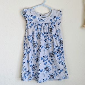 Tea Collection Mighty Mini Flocks & Florals Blue Sleeveless Dress Girls Sz 5